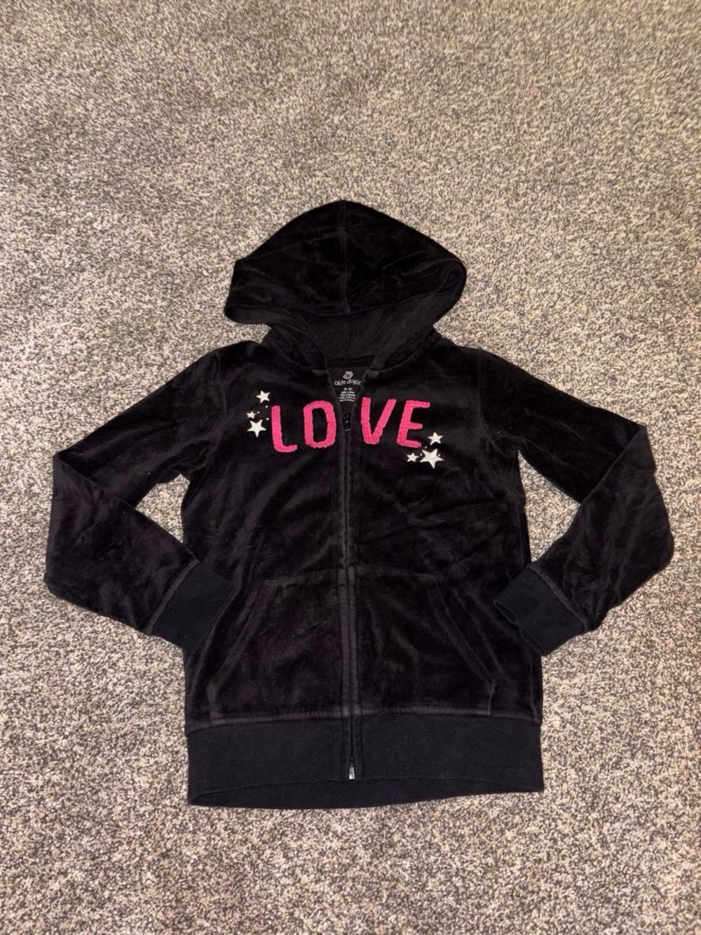 Y2K black velour hoodie with sequins